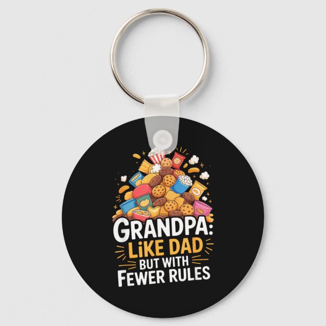 Fewer Rules Funny Grandpa  Keychain (Front)