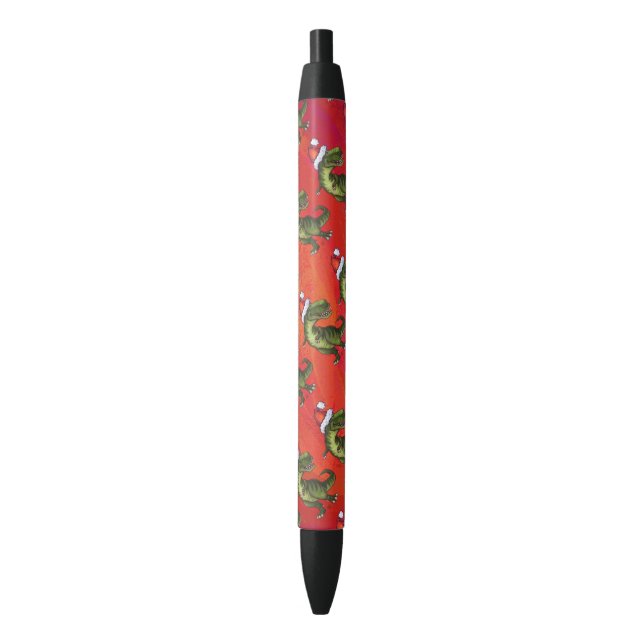 Fextive TRex Dino Pattern on Red Black Ink Pen (Front Vertical)