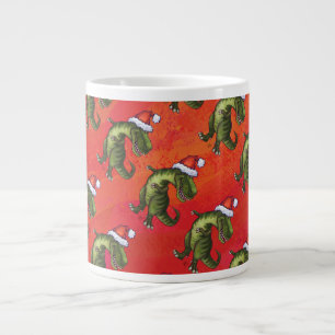 Fextive TRex Dino Pattern on Red Large Coffee Mug