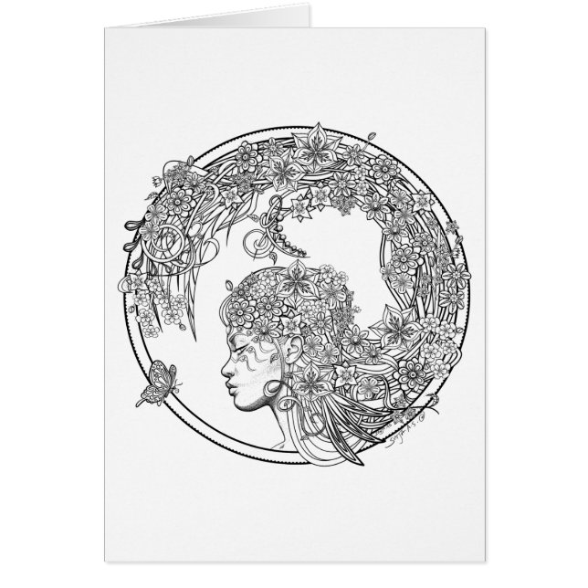 Fey Flower DIY Colouring Card by Sonja A.S. (Front)