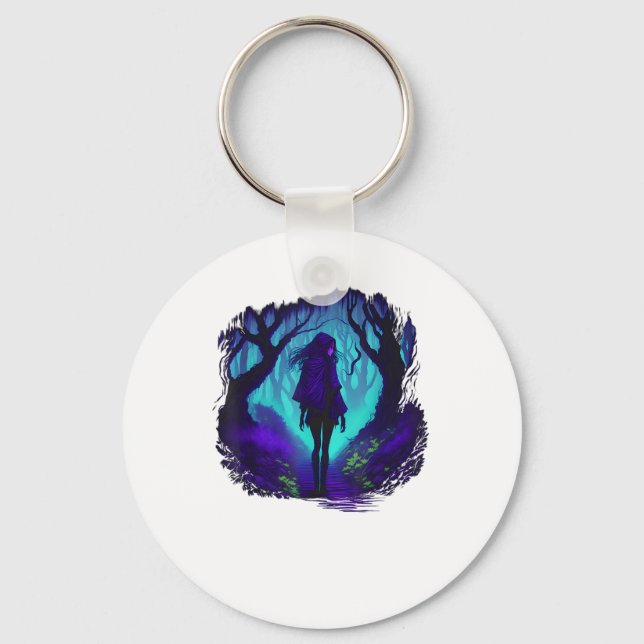 Fey Gothic Emo Goblincore Aesthetic  Forest Graphi Keychain (Front)