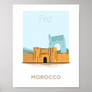 Fez city travel poster - morocco travel poster