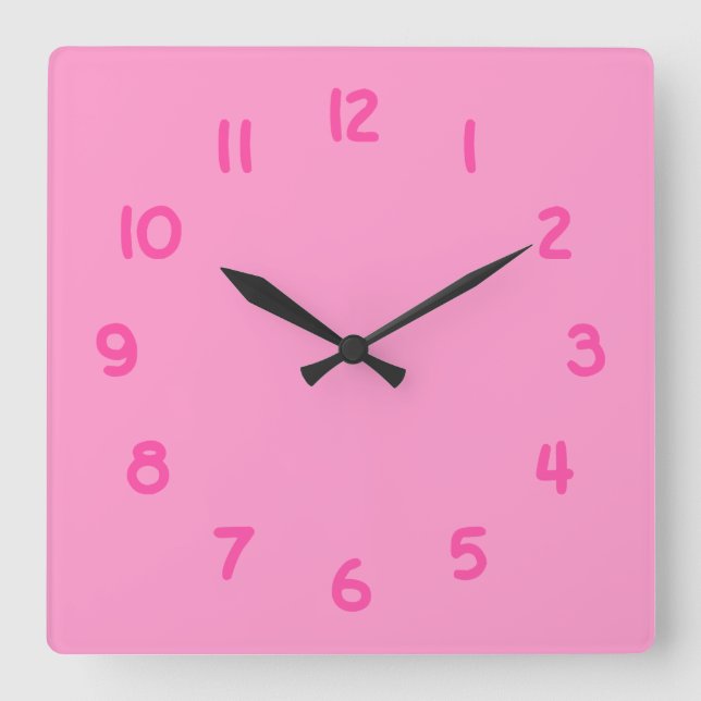 FF99CC Pink Square Wall Clock (Front)