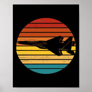 Ff-15 Eagle Retro Setting Sun Sticker Poster