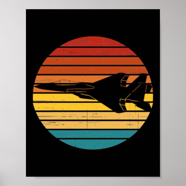 Ff-15 Eagle Retro Setting Sun Sticker  Poster (Front)