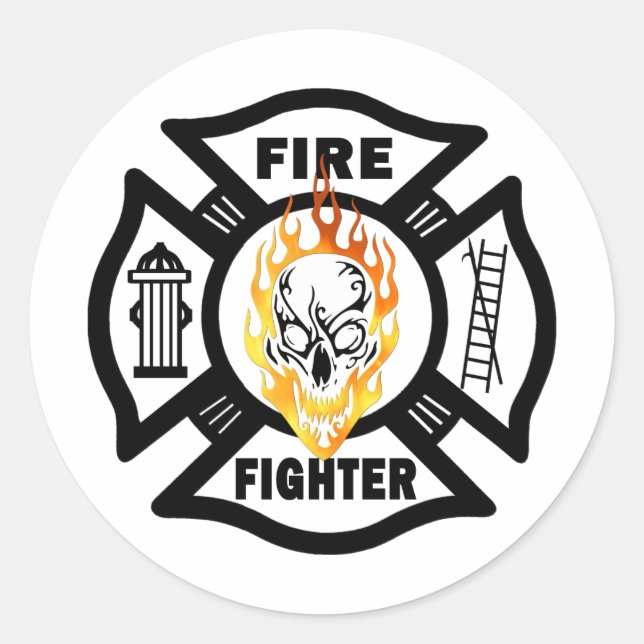 FF Flaming Skull Classic Round Sticker (Front)