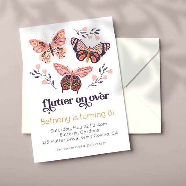 Fflotter sur le papillon Anniversaire Invitation (Créateur téléchargé)