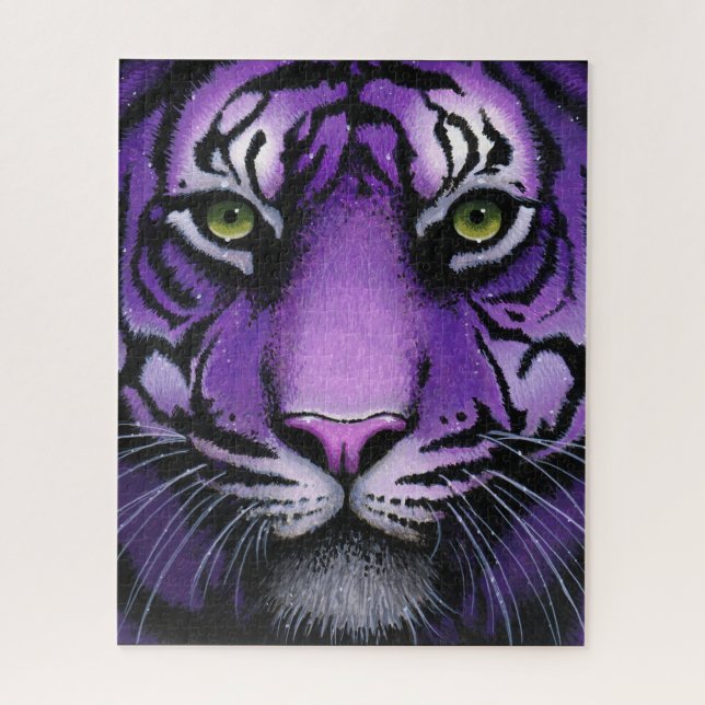 Fiala Purple Tiger Wild Cat Myka Jelina Art Puzzle (Vertical)
