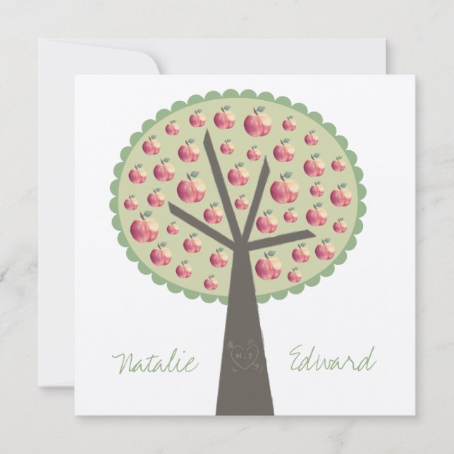 Fiançailles Apple Tree Love Carving Invitation (Devant)