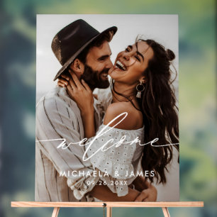 Fiançailles Bienvenue Élégant Script Photo moderne