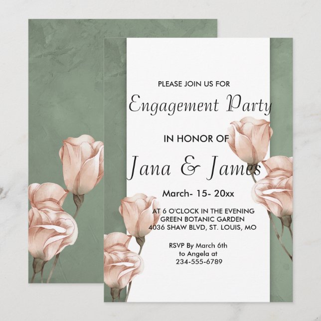 fiançailles de verdure tendance Invitation (Devant / Derrière)
