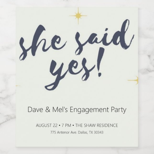 Fiançailles invitation bouteille de vin étiquette (Étiquettes simples)