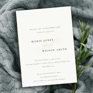 Fiançailles Invitation noir blanc de script simple