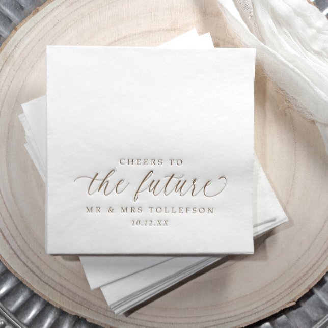 Fiançailles Mariage ou douche pour le futur (Custom wedding engagement napkins - cheers to the future - typography modern elegant script)