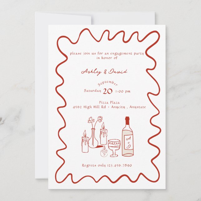 Fiançailles moderne | Invitations de mariage fanta (Devant)