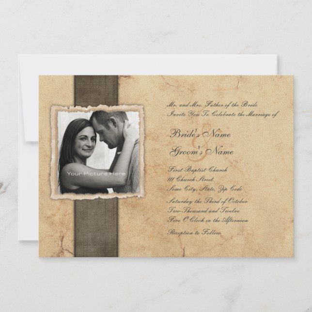Fiançailles Photo Invitations de mariage vintage (Devant)