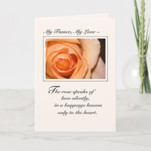 Fiance, Anniversary Love Orange Rose Card