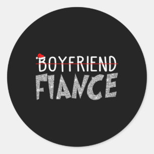 Fiance Fiancee Christmas Pyjamas Engaged Couples M Classic Round Sticker