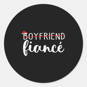 Fiance Fiancee Engaged Couples Matching Christmas Classic Round Sticker