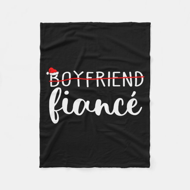 Fiance Fiancee Engaged Couples Matching Christmas  Fleece Blanket (Front)