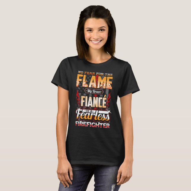 Fiance Firefighter American Flag T-Shirt (Front Full)