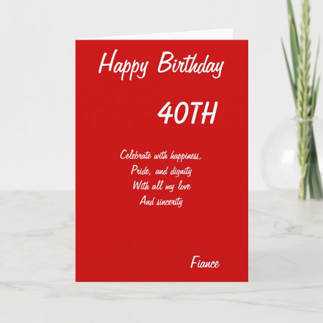 Fiance fortieth birthday cards (Front)