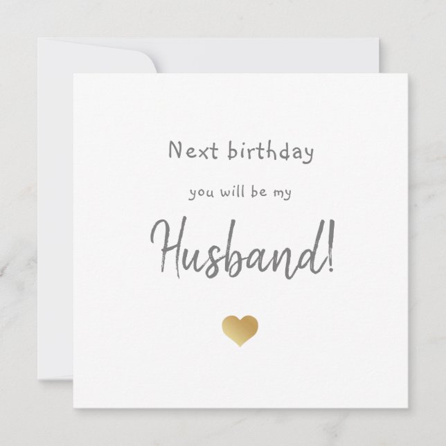 fiancé happy birthday card with gold heart (Front)