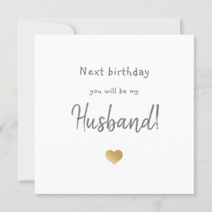 fiancé happy birthday card with gold heart
