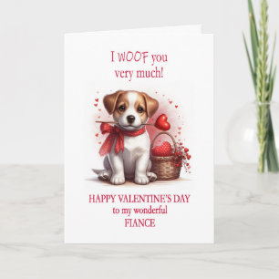 Fiance I Woof You Valentine's Day Puppy Dog  Holiday Card