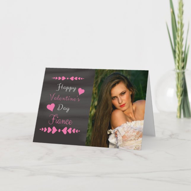 Fiance  Valentine's Chalkboard Photo card (Front)