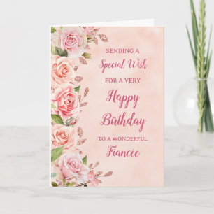 Fiancée Fleurs Roses Carte Anniversaire