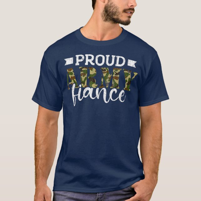 Fiancee Funny Proud Army Fiance Graphic T-Shirt (Front)