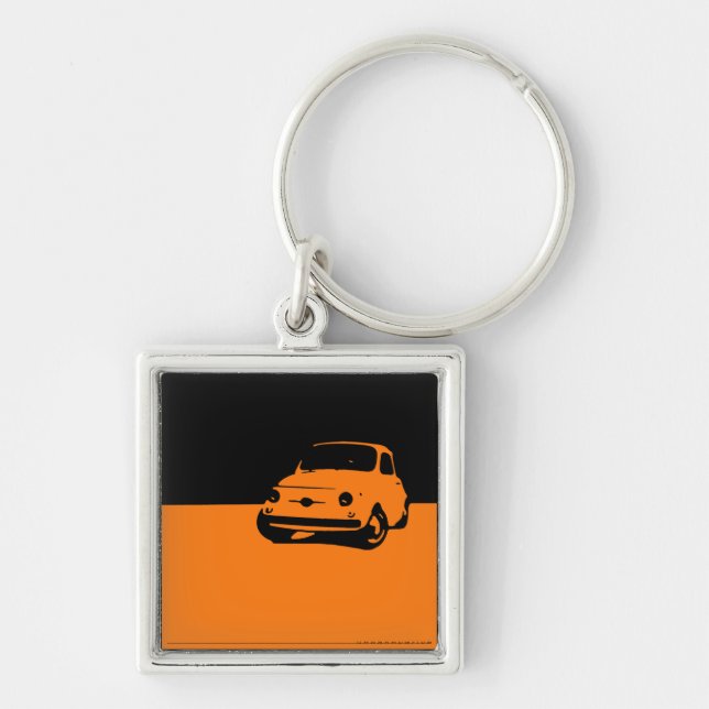 Fiat 500, 1959 - Orange on dark Keychain (Front)