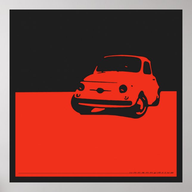 Fiat 500, 1959 - Red on charcoal black Poster (Front)
