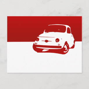 Fiat 500, 1959 - Red on light Postcard