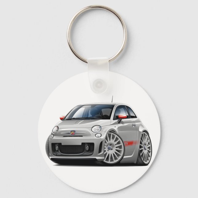 Fiat 500 Abarth Grey Car Keychain (Front)