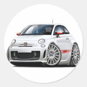 Fiat 500 Abarth White Car Classic Round Sticker