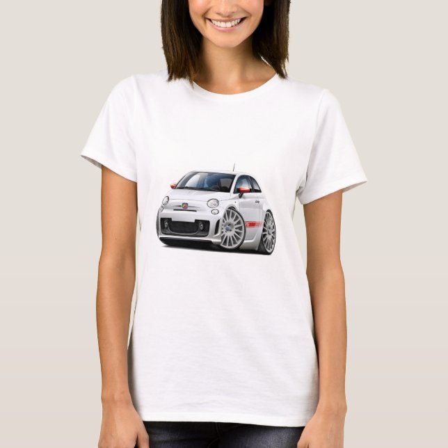 Fiat 500 Abarth White Car T-Shirt (Front)