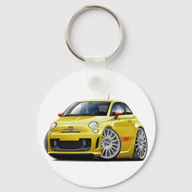 Fiat 500 Abarth Yellow Car Keychain (Front)