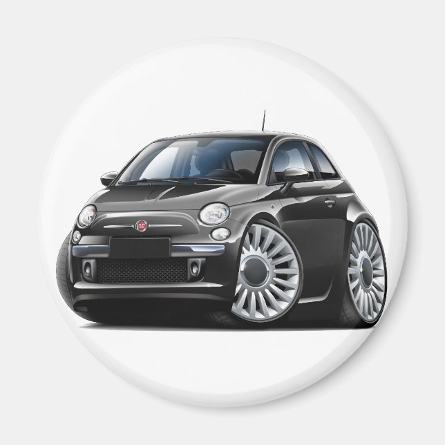 Fiat 500 Black Car Magnet (Front)