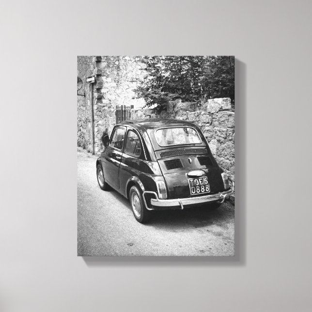 FIAT 500 car in black and white Canvas Print (Front)