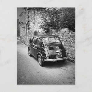 FIAT 500 car in black and white Postcard