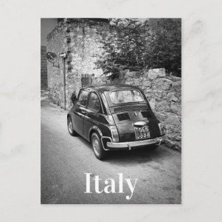 FIAT 500 car in black and white Postcard