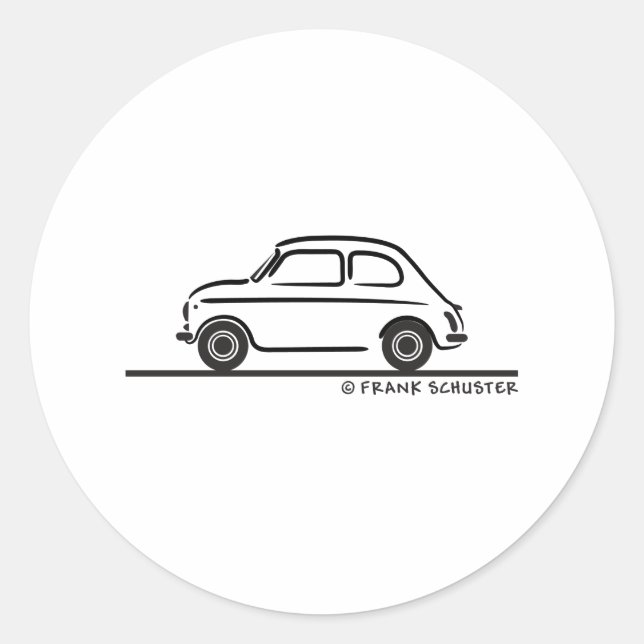 Fiat 500 Cinquecento Classic Round Sticker (Front)