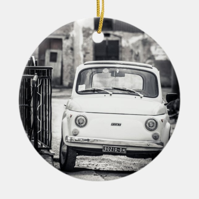Fiat 500, Cinquecento in Italy Ceramic Ornament (Front)
