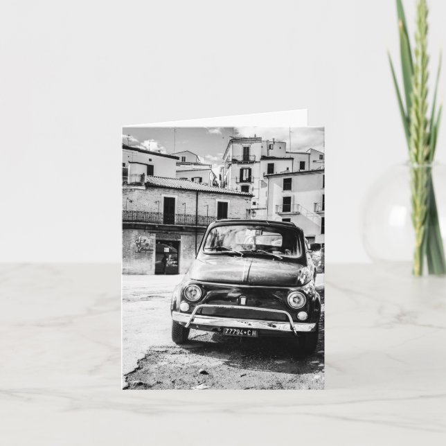 Fiat 500, cinquecento in Italy, classic car gift Card (Front)