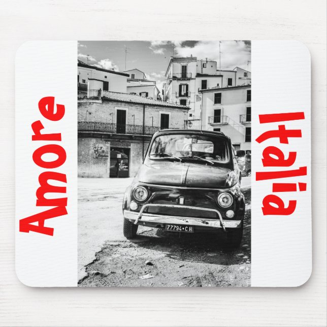 Fiat 500, cinquecento in Italy, classic car gift Mouse Pad (Front)