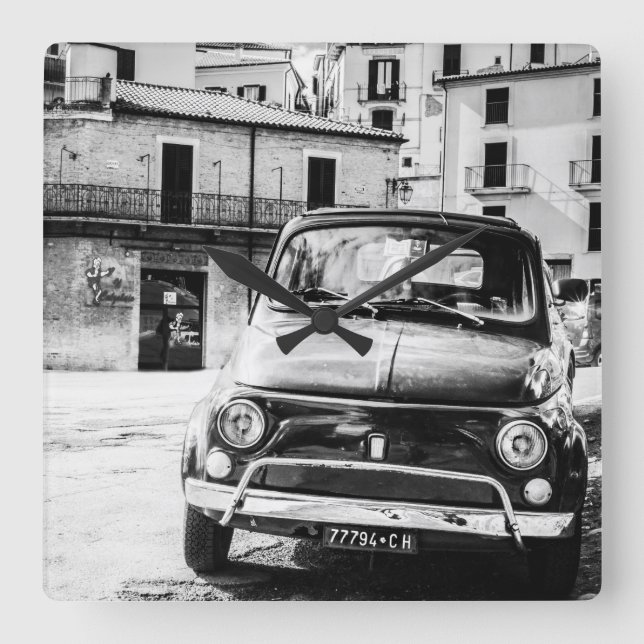 Fiat 500, cinquecento in Italy, classic car gift Square Wall Clock (Front)