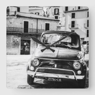 Fiat 500, cinquecento in Italy, classic car gift Square Wall Clock