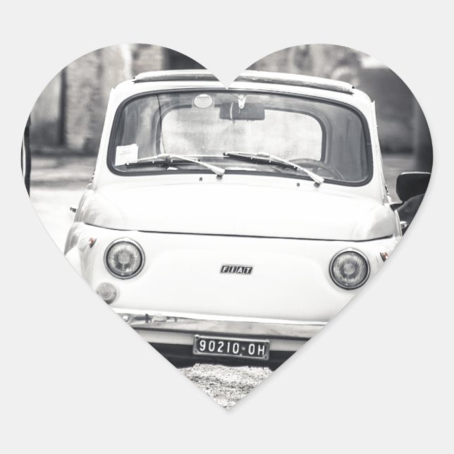 Fiat 500, Cinquecento in Italy Heart Sticker (Front)